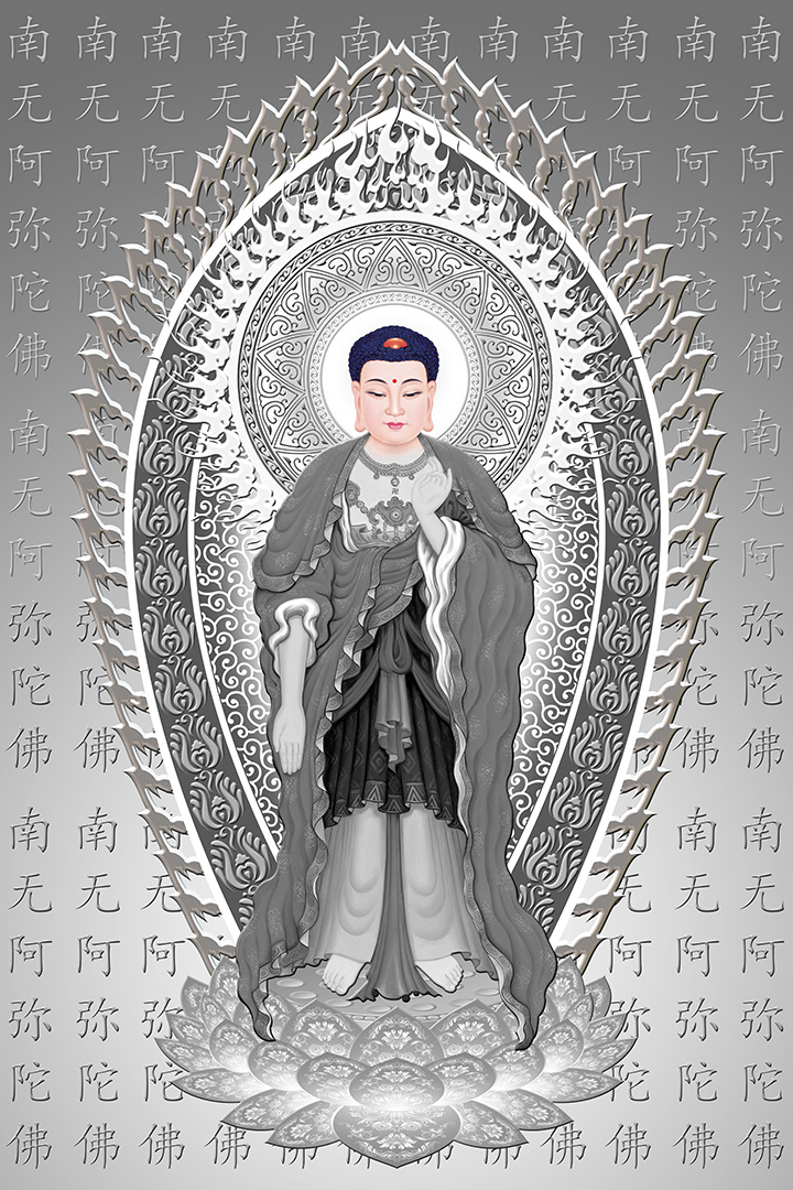 Hình Hình ảnh Phật Bồ Tát Trắng Đen (khổ lớn)